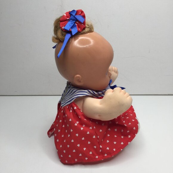 Vintage Magic Nursery Baby Doll Patriotic Red White Blue Stars Stripes Dress Hug - Picture 7 of 11